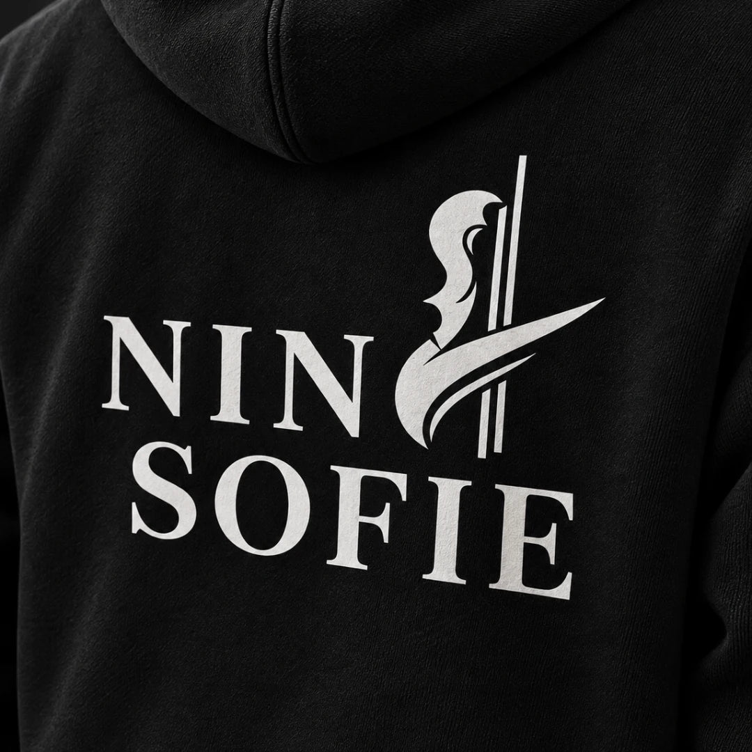 NINA SOFIE Hoodie – Black · Front & Back Logo