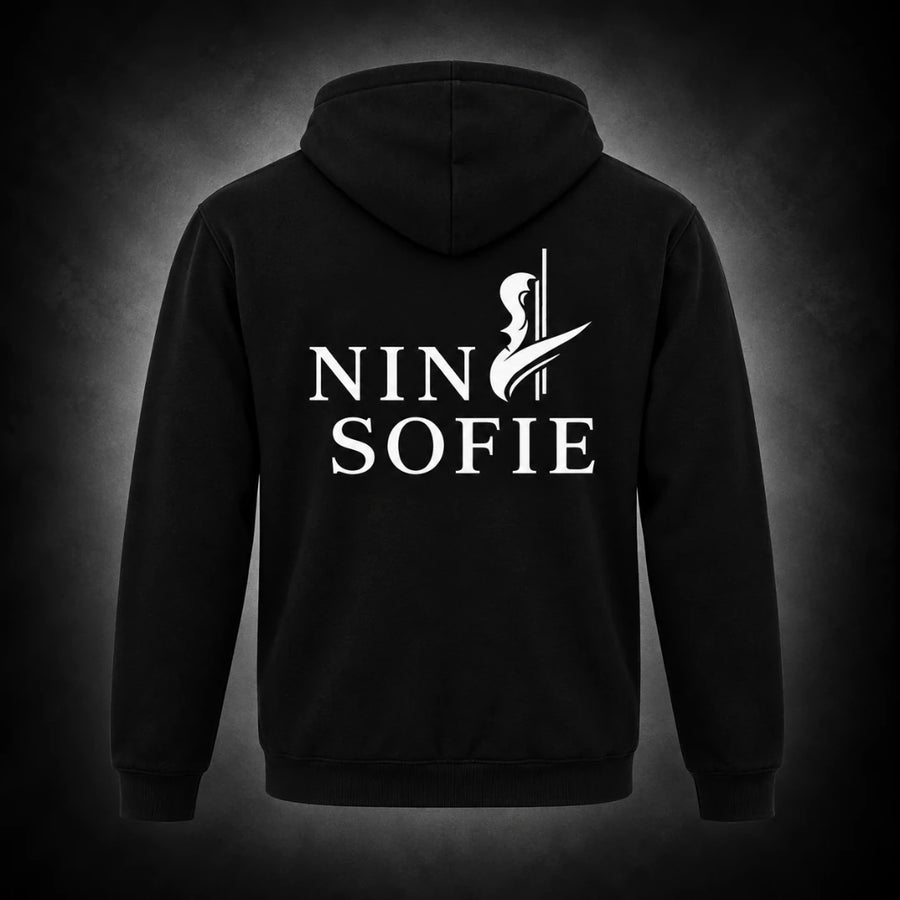 NINA SOFIE Hoodie – Black · Front & Back Logo